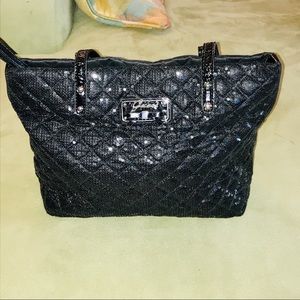 EUC Black Quilted and Sequin Guess Bag
